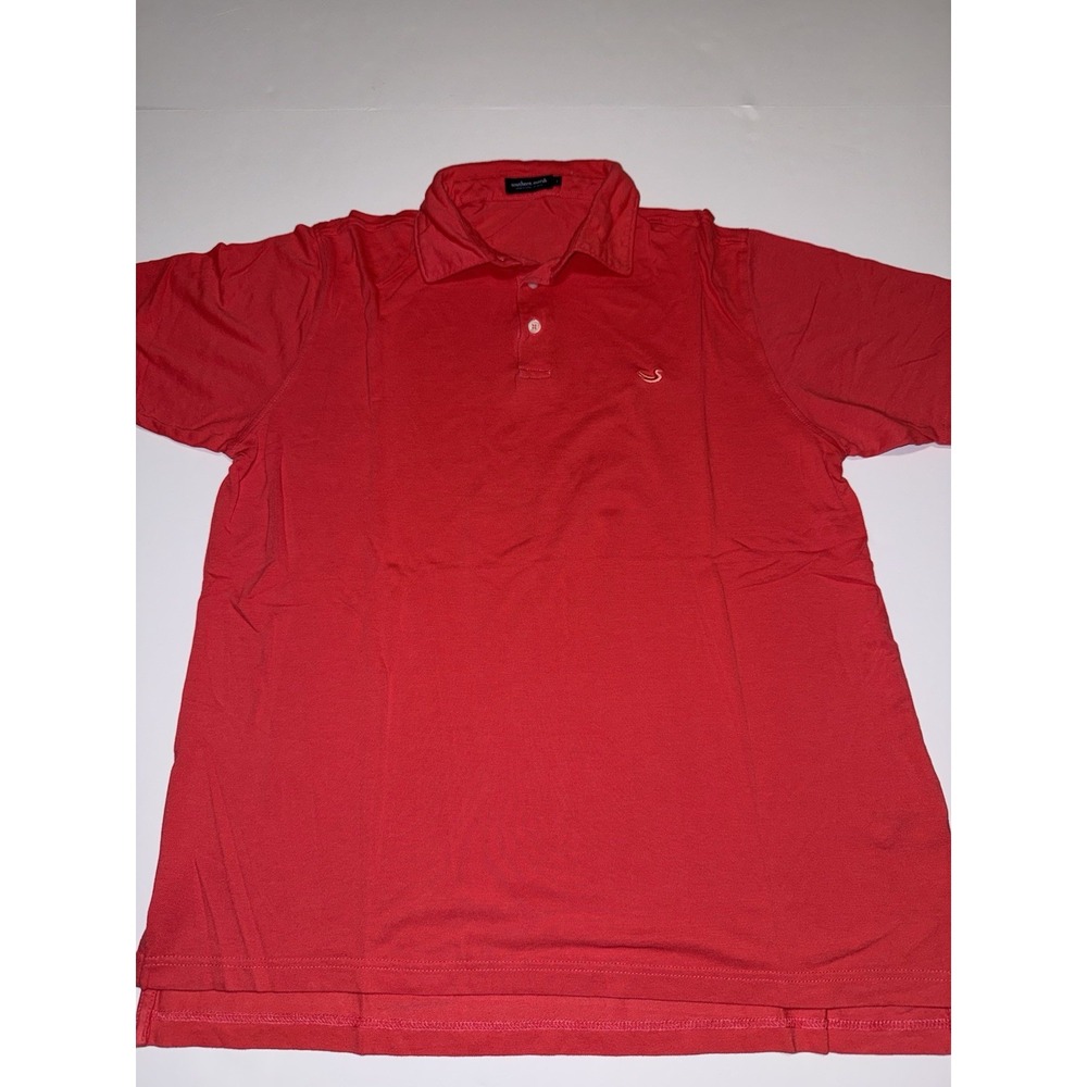 Southern Marsh Men Large Polo Shirt Coral Pink Logo Minimalist Preppy Casual Top